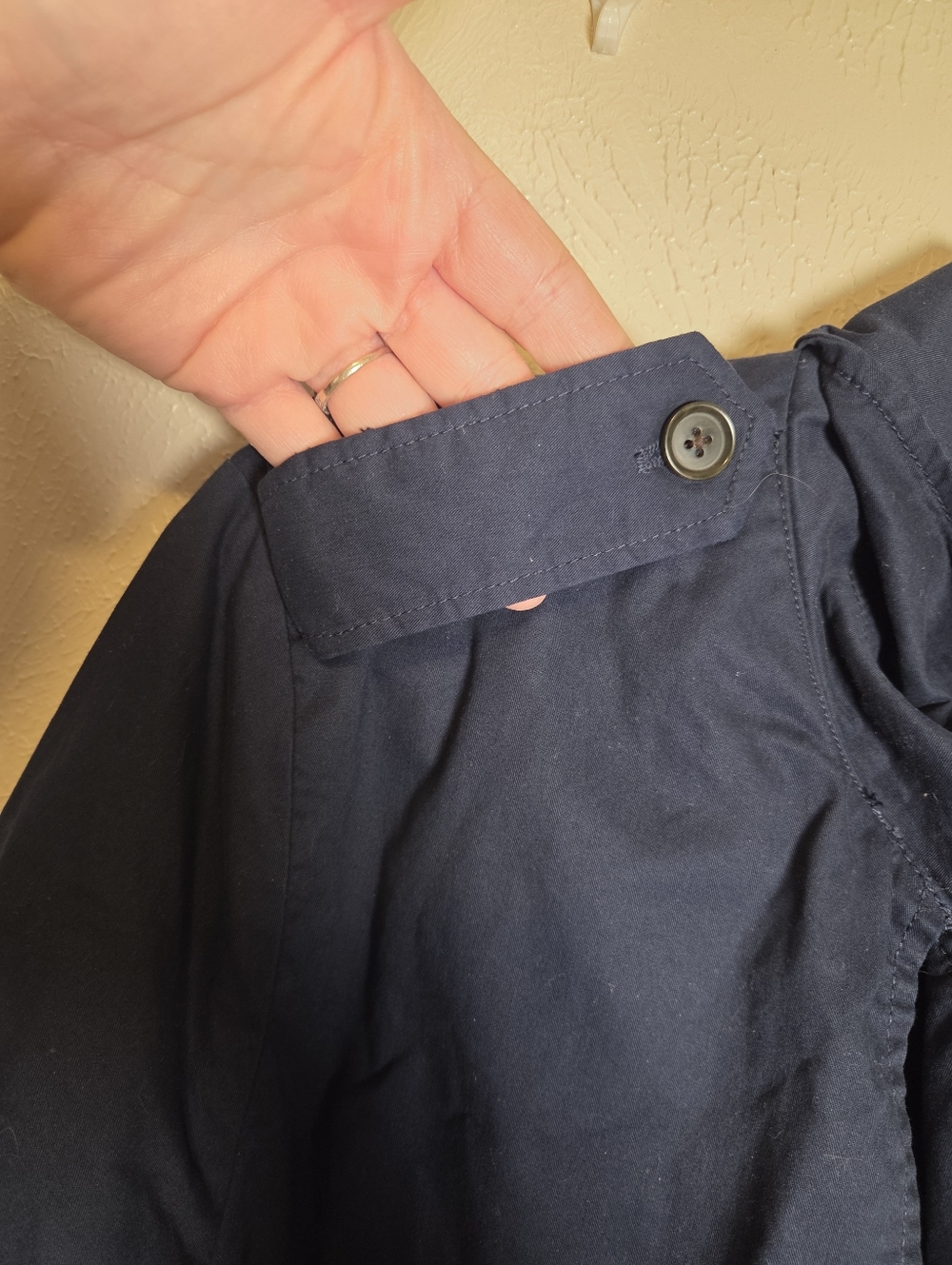 Banana Republic Classic Cotton Twill Trench Preppy Navy Lined 804230 Women's XL - Picture 6 of 15